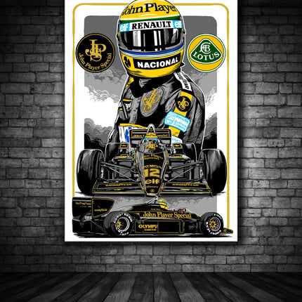 Lotus F1 Ayrton Senna Driver Canvas 50cm x 35cm