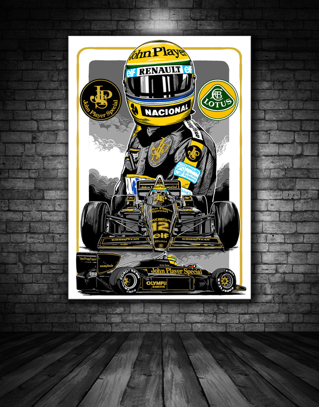 Lotus F1 Ayrton Senna Driver Canvas 50cm x 35cm