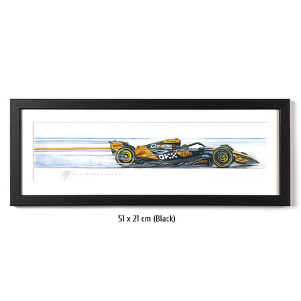 McLaren F1 Limited Edition Lando Norris Racing Car Framed Print Artwork - 51 x 21cm