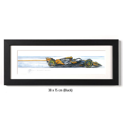 McLaren F1 Limited Edition Lando Norris Racing Car Framed Print Artwork - 38 x 15cm
