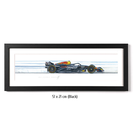 Red Bull Racing F1 Limited Edition Max Verstappen Racing Car Framed Print Artwork - 51 x 21cm