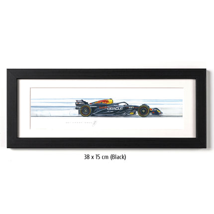Red Bull Racing F1 Limited Edition Max Verstappen Racing Car Framed Print Artwork - 38 x 15cm