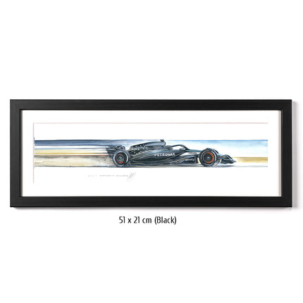 Mercedes AMG Petronas F1 Limited Edition George Russell Racing Car Framed Print Artwork - 51 x 21cm
