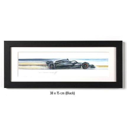 Mercedes AMG Petronas F1 Limited Edition George Russell Racing Car Framed Print Artwork - 38 x 15cm