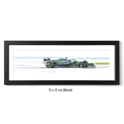 Aston Martin Racing F1 Limited Edition Racing Car Framed Print Artwork - 51 x 21cm