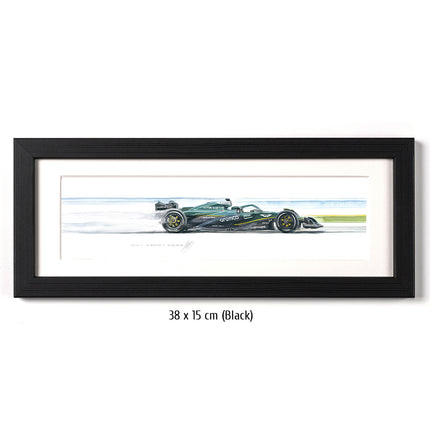 Aston Martin Racing F1 Limited Edition Racing Car Framed Print Artwork - 38 x 15cm