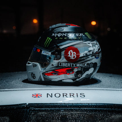 McLaren F1 Lando Norris 2025 Quadrant x Liberty Walk 1/2 Scale Mini Helmet