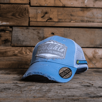 Light Blue & Silver Diamond Trucker Hat