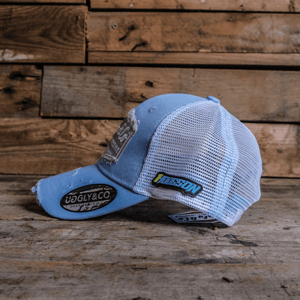 Light Blue & Silver Diamond Trucker Hat