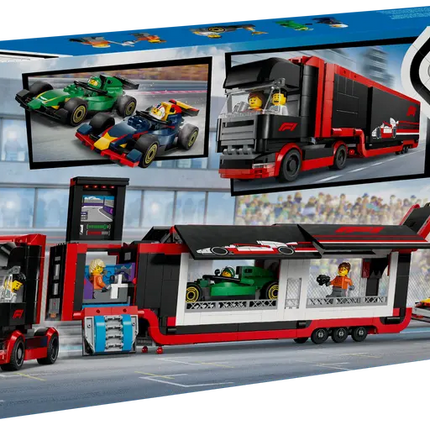 City F1 Truck With RB20 And AMR24 F1 Cars