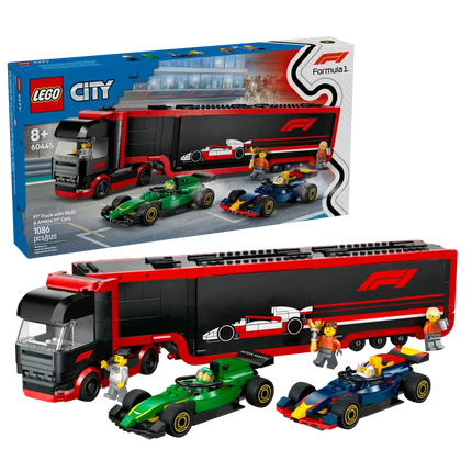 City F1 Truck With RB20 And AMR24 F1 Cars