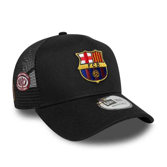 Barcelona FC New Era Core Patch Logo A-Frame Trucker Baseball Cap