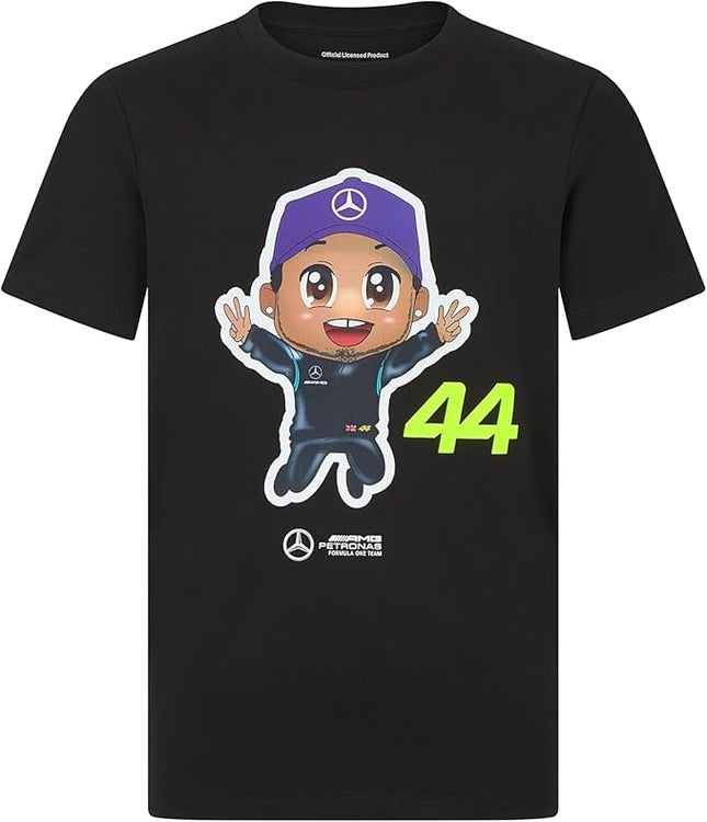 Mercedes AMG Petronas F1 Team Lewis Hamilton Caricature Kids T-Shirt