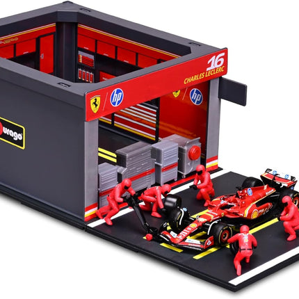Scuderia Ferrari F1 Team Charles Leclerc Burago Pit Pass Diorama Model Car