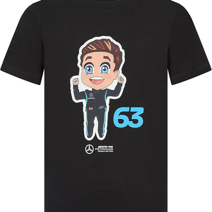 Mercedes AMG Petronas F1 Team George Russell Caricature Kids T-Shirt