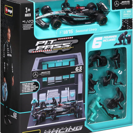 Mercedes AMG Petronas F1 Team George Russell Burago Pit Pass Diorama Model Car