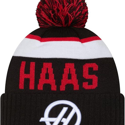 Haas Stripe Sport Bobble Beanie Hat