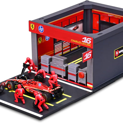 Scuderia Ferrari F1 Team Charles Leclerc Burago Pit Pass Diorama Model Car