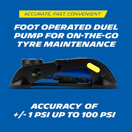 Michelin Digital Double Barrel Foot Pump with Tyre Pressure Gauge and Adapters