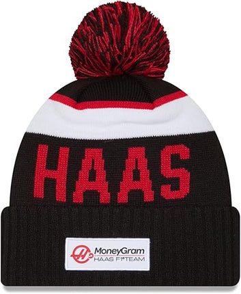 Haas Stripe Sport Bobble Beanie Hat