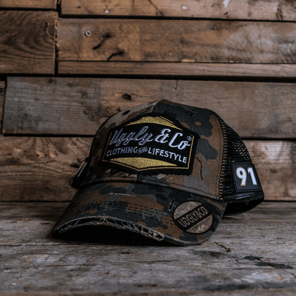 Green Camo Diamond Trucker Hat