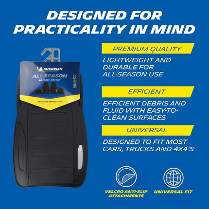 Michelin Heavy Duty Non-Slip Car Floor Mats 4 Piece Set of Front & Rear