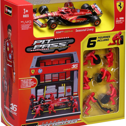 Scuderia Ferrari F1 Team Charles Leclerc Burago Pit Pass Diorama Model Car