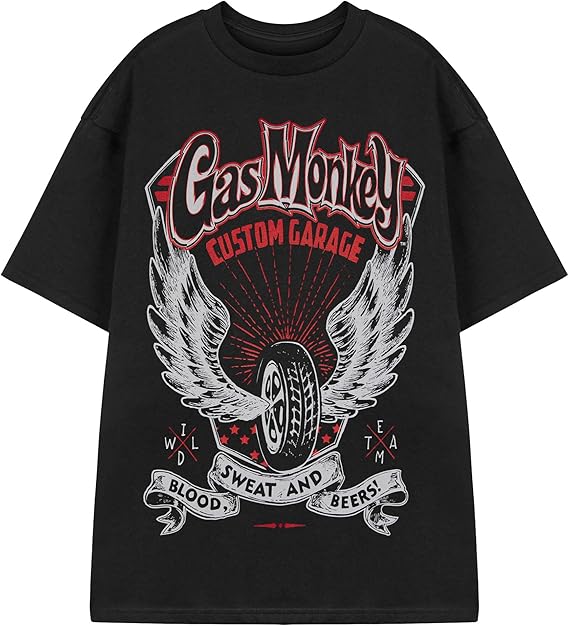 T-shirt Uomo Uomo Gas Monkey Garage Front Back Patch GMG Blood Sweat - Foto 10