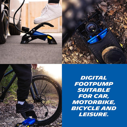 Michelin Digital Double Barrel Foot Pump with Tyre Pressure Gauge and Adapters