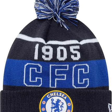 Chelsea FC New Era Black And Blue Bobble Beanie Hat