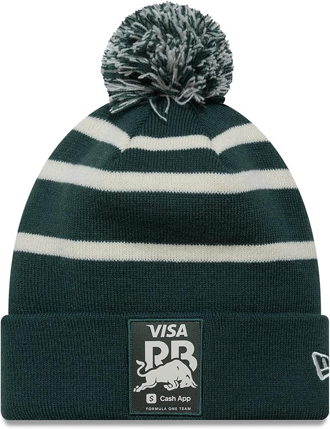 Visa Cash App Racing Bulls New Era Green Sports Stripe Beanie Hat