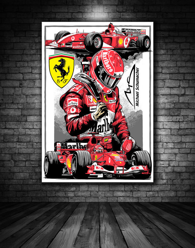 Scuderia Ferrari F1 Michael Schumacher Driver Canvas 50cm x 35cm