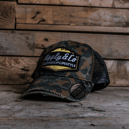 Green Camo Diamond Trucker Hat