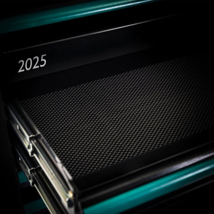 Aston Martin F1 Aramco Formula One® Team x JCB 42” Steel 11 Drawer Roller Cabinet with Hardwood Worktop | Limited Edition