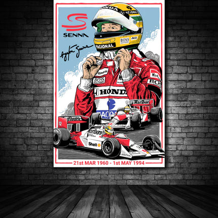 McLaren F1 Ayrton Senns Driver Canvas 50cm x 35cm