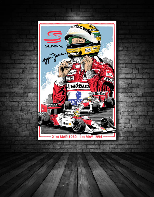 McLaren F1 Ayrton Senns Driver Canvas 50cm x 35cm