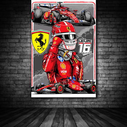 Scuderia Ferrari F1 Charles Leclerc Driver Canvas 50cm x 35cm