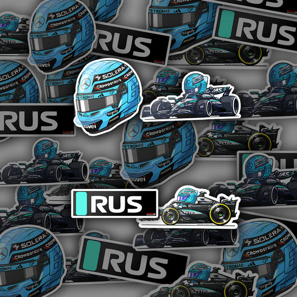 Mercedes AMG Petronas F1 George Russell Stickers 2025