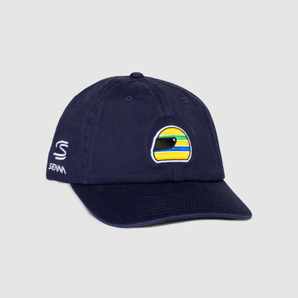 Ayrton Senna Helmet Washed Baseball Cap