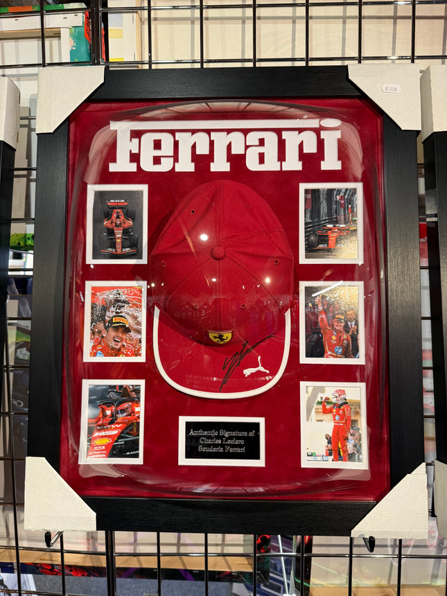 Scuderia Ferrari F1 Team Official Charles Leclerc Signed Framed Cap