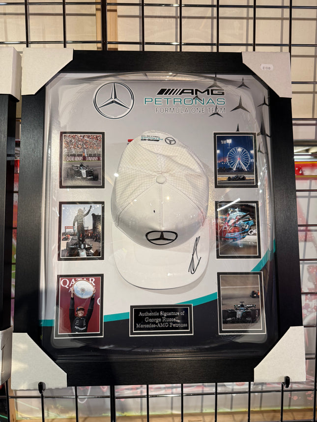 Mercedes AMG Petronas F1 Team Official George Russell Signed Framed Cap