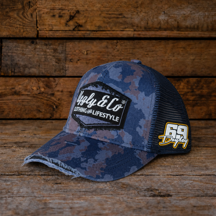 Blue Camo Diamond Trucker Hat