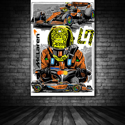 McLaren F1 Lando Norris Driver Canvas 50cm x 35cm