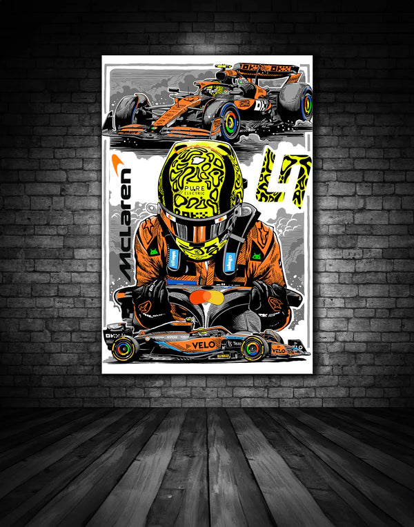 McLaren F1 Lando Norris Driver Canvas 50cm x 35cm