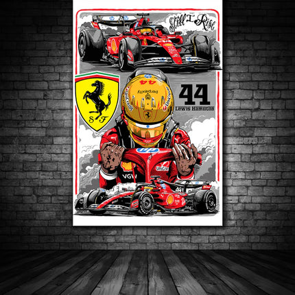 Scuderia Ferrari F1 Lewis Hamilton Driver Canvas 50cm x 35cm