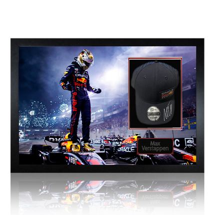 Max Verstappen Signed Red Bull F1 Cap Iconic Frame