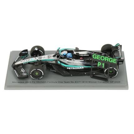 Mercedes AMG Petronas F1 Team Spark Model George Russell 1st Place Canada GP 1/43 Scale Model Racing Car