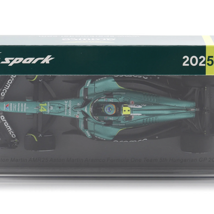 Aston Martin F1 Team Spark Model Fernando Alonso Hungarian GP 1/43 Scale Model Car 2025