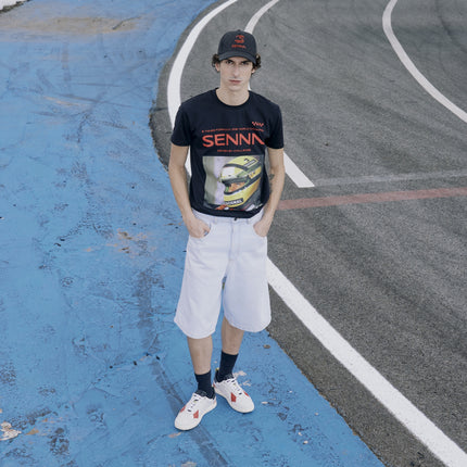 Ayrton Senna Race Helmet Picture Relaxed Fit T-Shirt