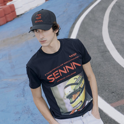 Ayrton Senna Race Helmet Picture Relaxed Fit T-Shirt